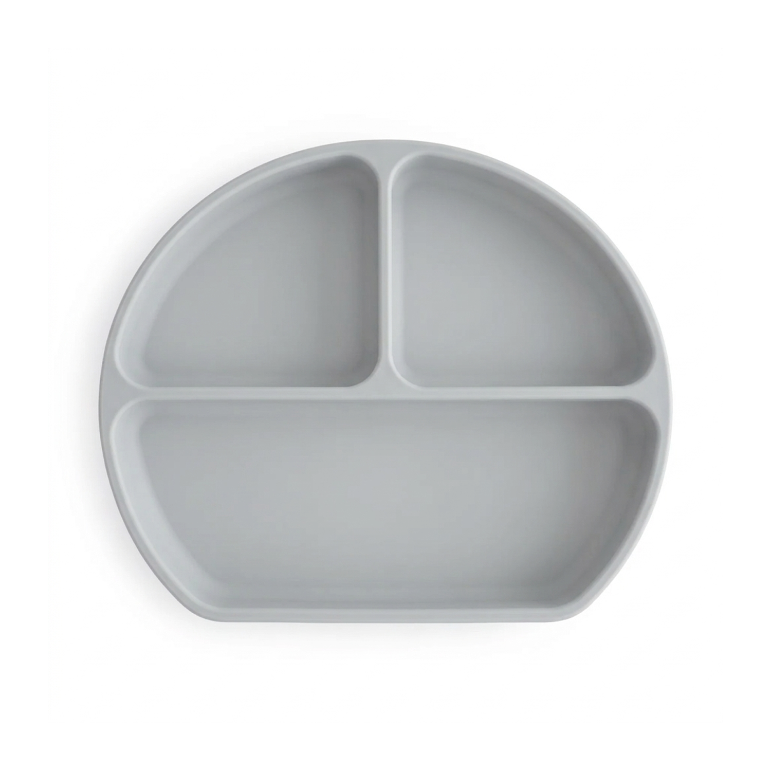 Gray divided plate on a white background