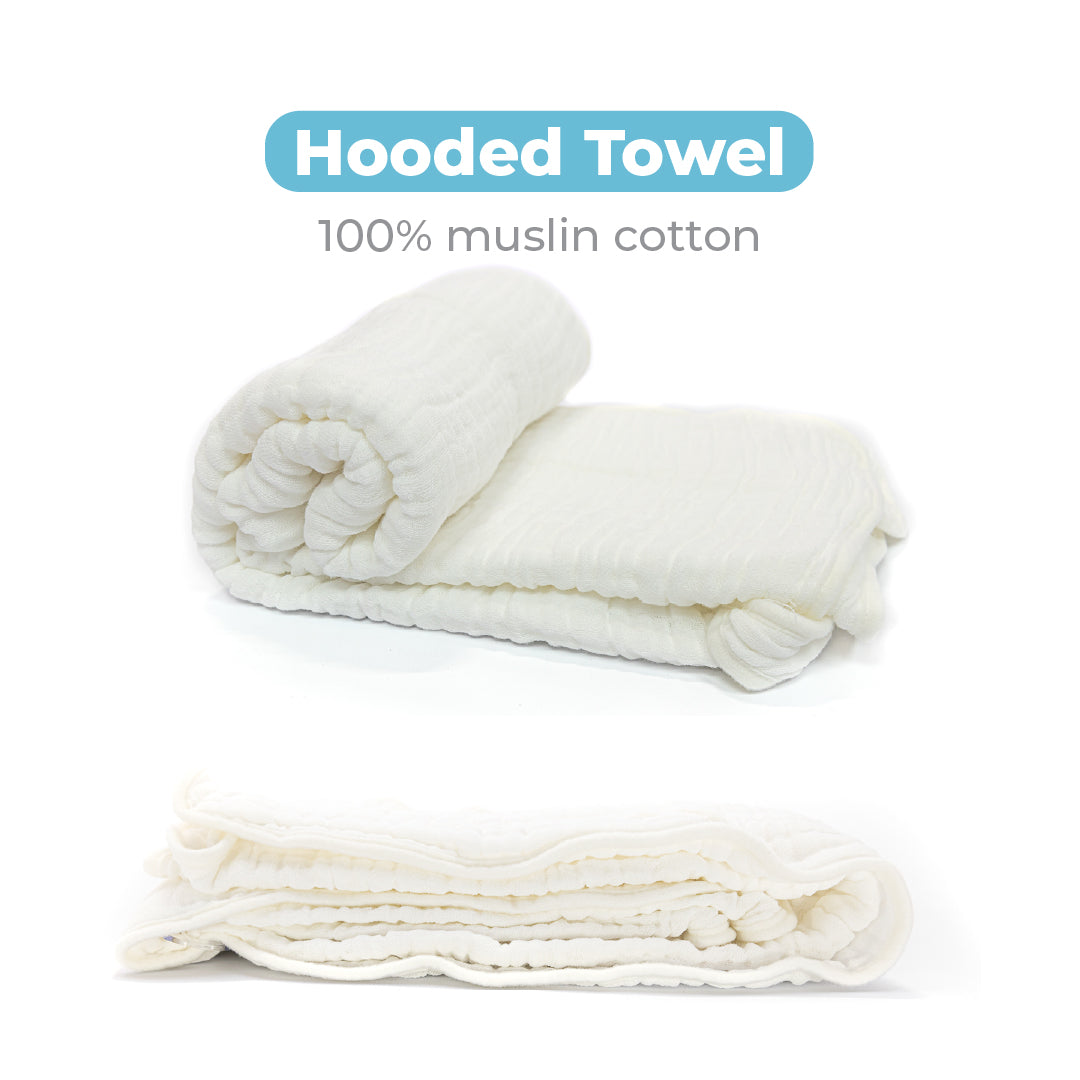 Hooded Muslin Towel - White
