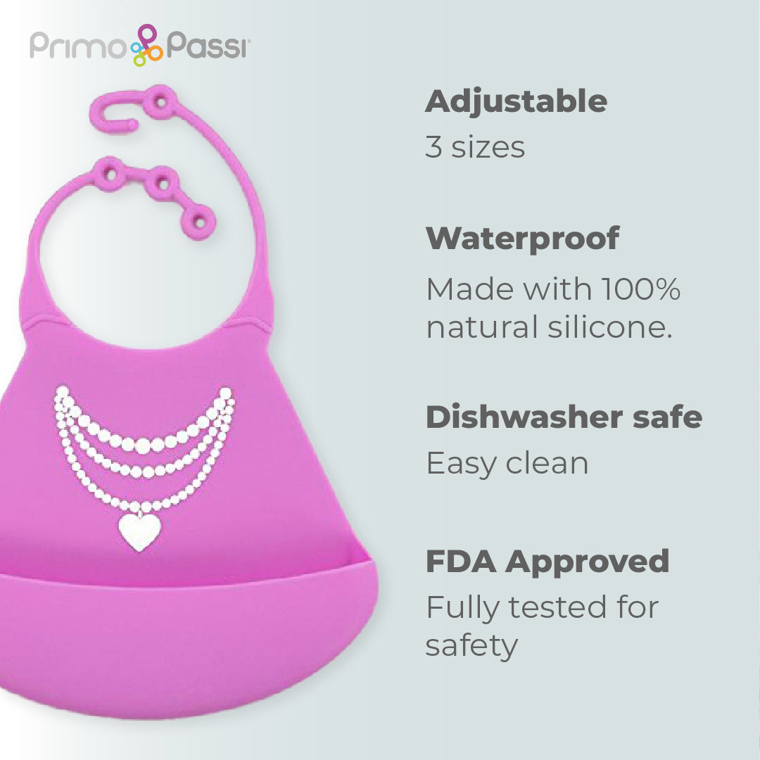 Primo Passi - Silicone Bib, Pink Necklace