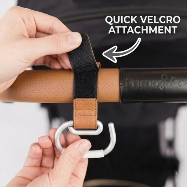 2Pk Leather Stroller Hook Camel | Primo Passi