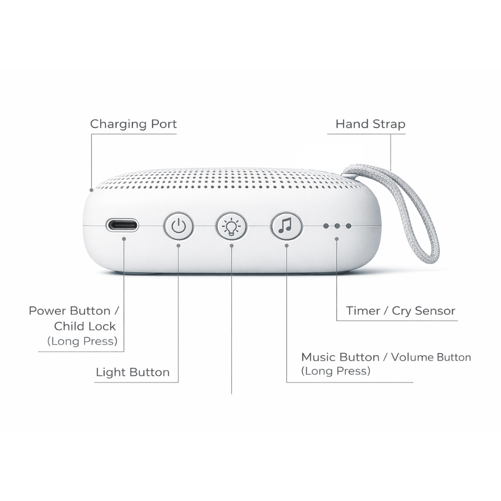Portable Baby White Noise Machine with Night Light & Cry Detection | Primo Passi