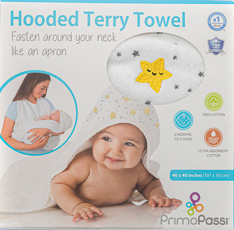 Primo Passi - Terry Hooded Towel With Apron - White | Hooded Towels | Baby Towels