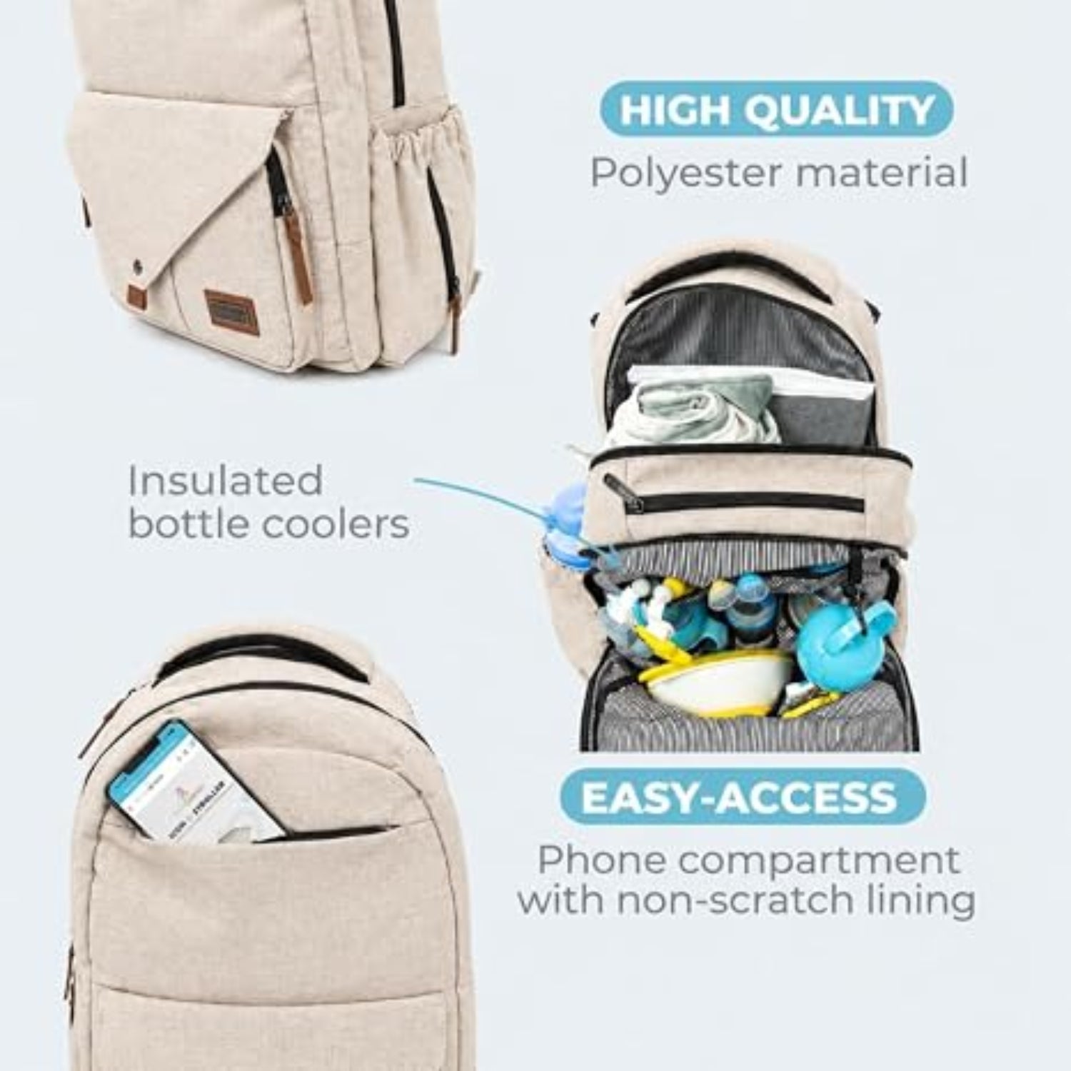 Primo Passi PerTutti  Baby Diaper Bag Backpack, Beige