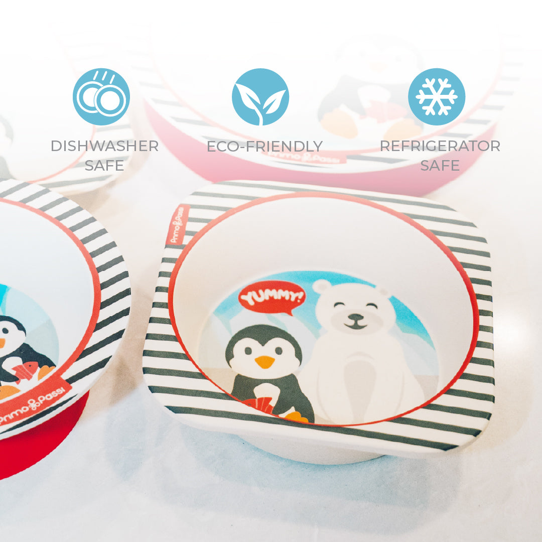 Primo Passi - Bamboo Fiber, Kids Square Bowl, Winter Friends