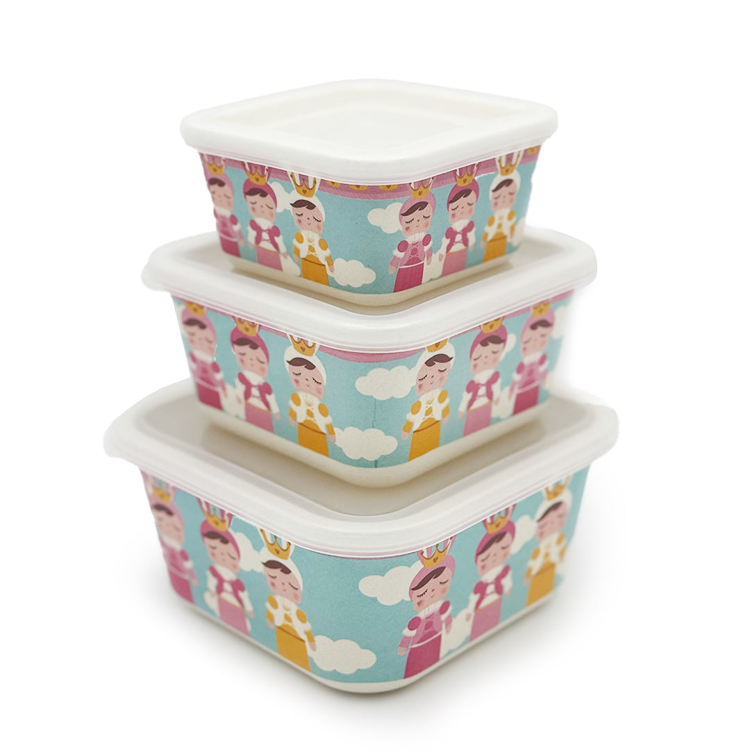 Primo Passi - Bamboo Fiber Kids Food Containers, Set of 3, Metoo