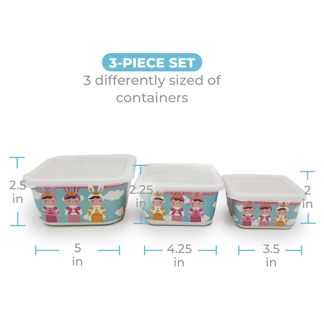 Primo Passi - Bamboo Fiber Kids Food Containers, Set of 3, Metoo