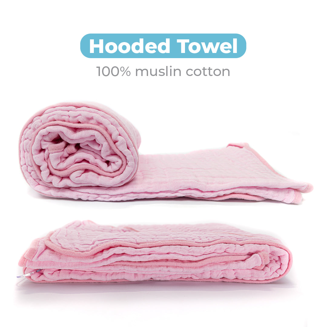 Primo Passi - Hooded Muslin Towel, Light Pink