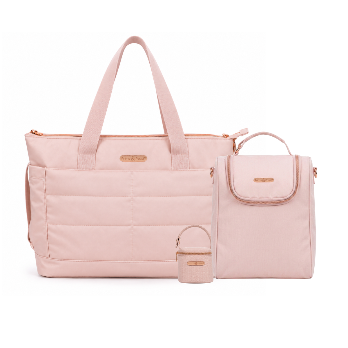 Primo Passi Diaper Bag + Insulated Bottle Bag + Pacifier Bag - Light Pink
