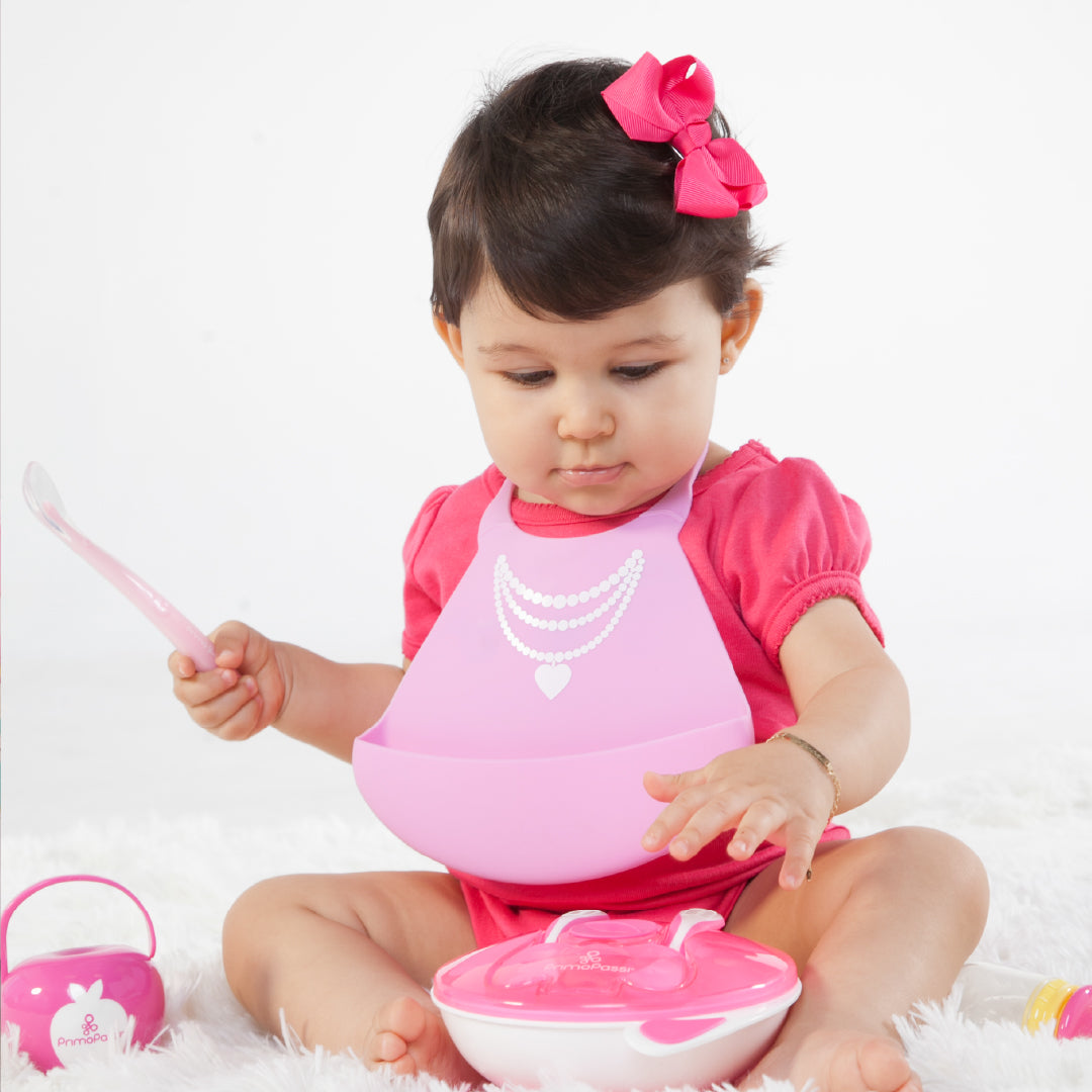 Primo Passi - Silicone Bib, Pink Necklace