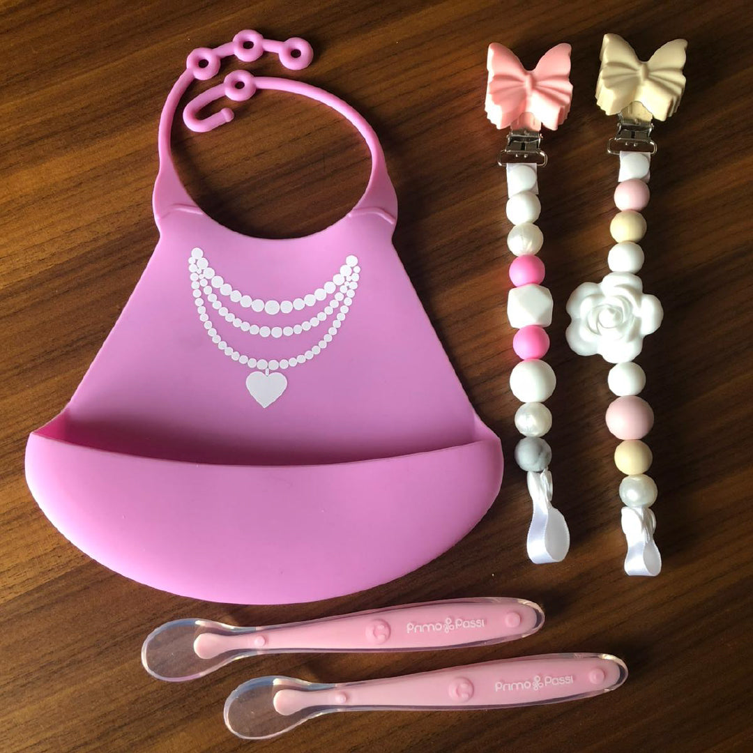 Primo Passi - Silicone Bib, Pink Necklace