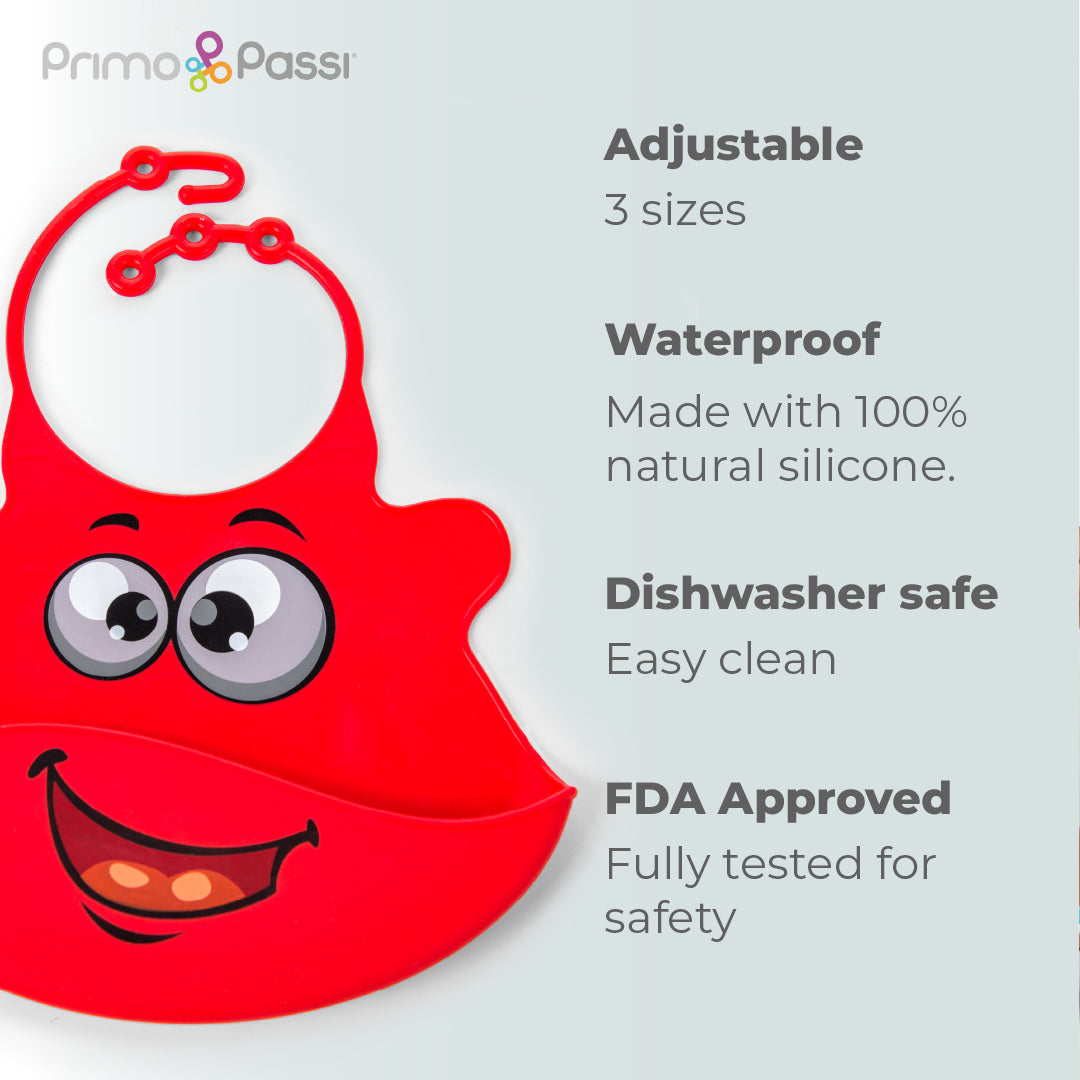 Primo Passi - Silicone Bib, Red Face