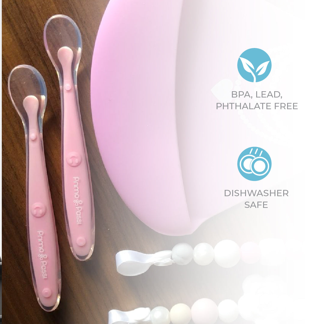 Primo Passi - Silicone Spoon, 4PK, Pink and Yellow