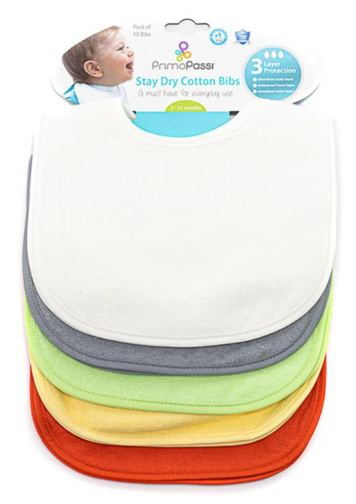 Primo Passi - Stay Dry Cotton Bib, 10Pk, Neutral