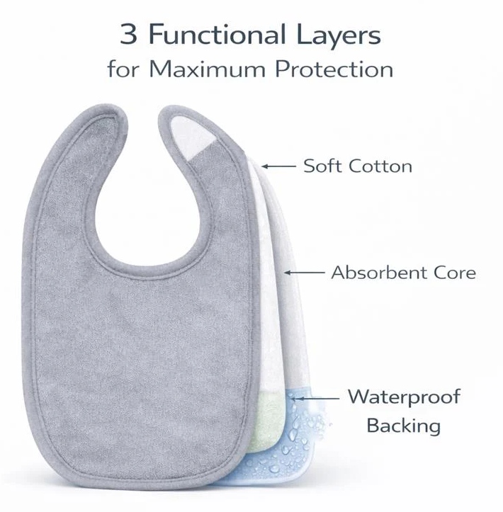 Primo Passi - Stay Dry Cotton Bib, 10Pk, Neutral