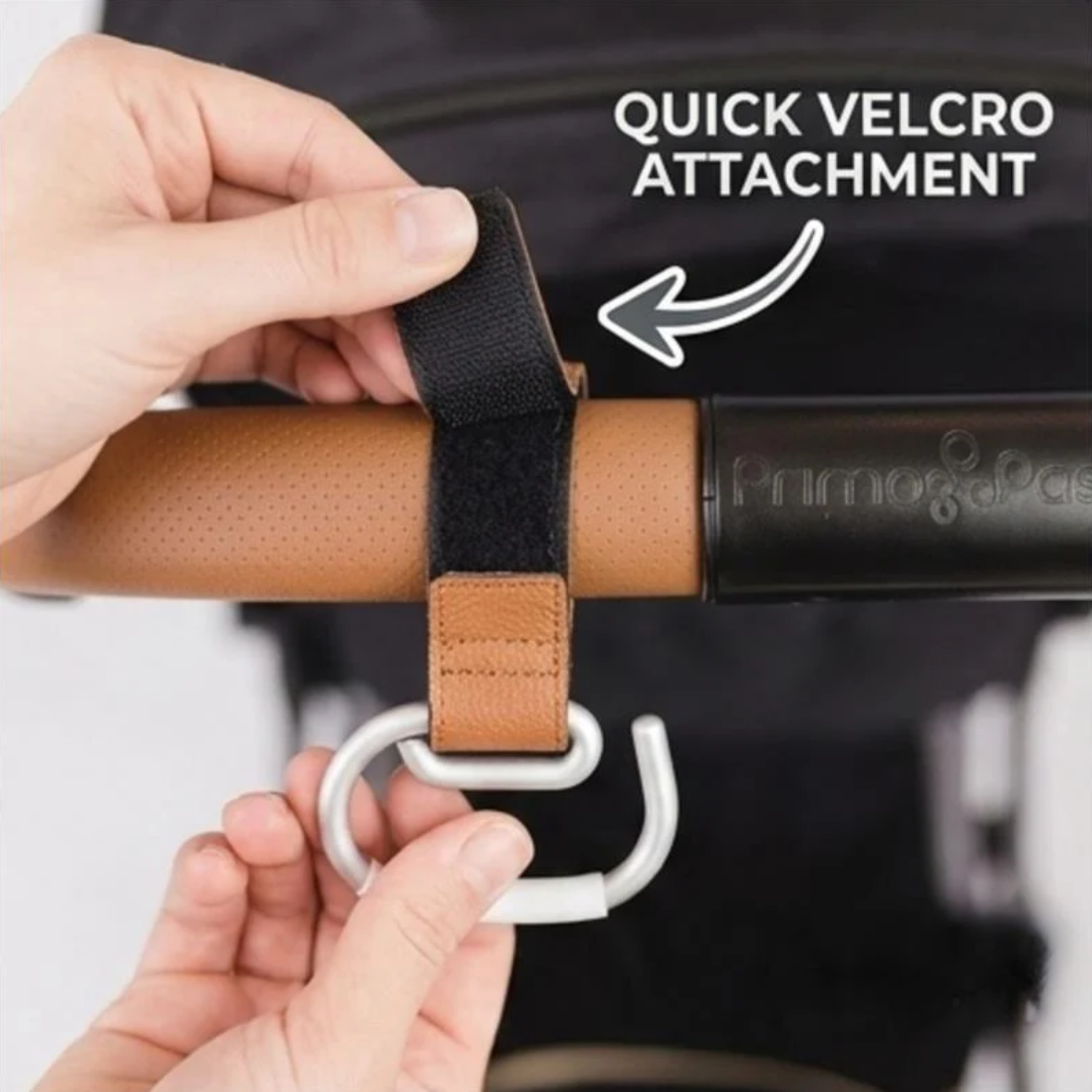 Quick Velcro attachment being used on a Stroller