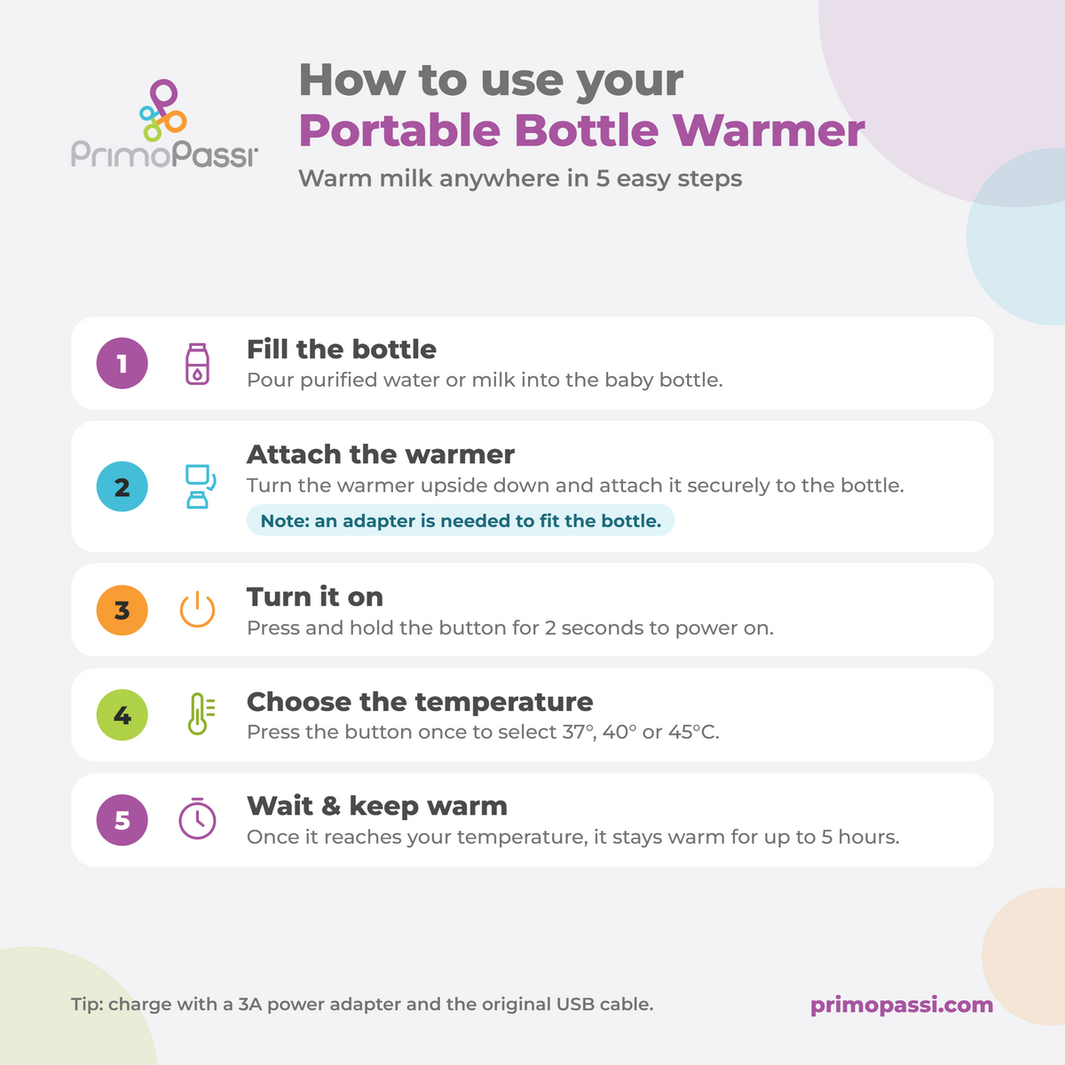 Portable Baby Bottle Warmer – White | Primo Passi