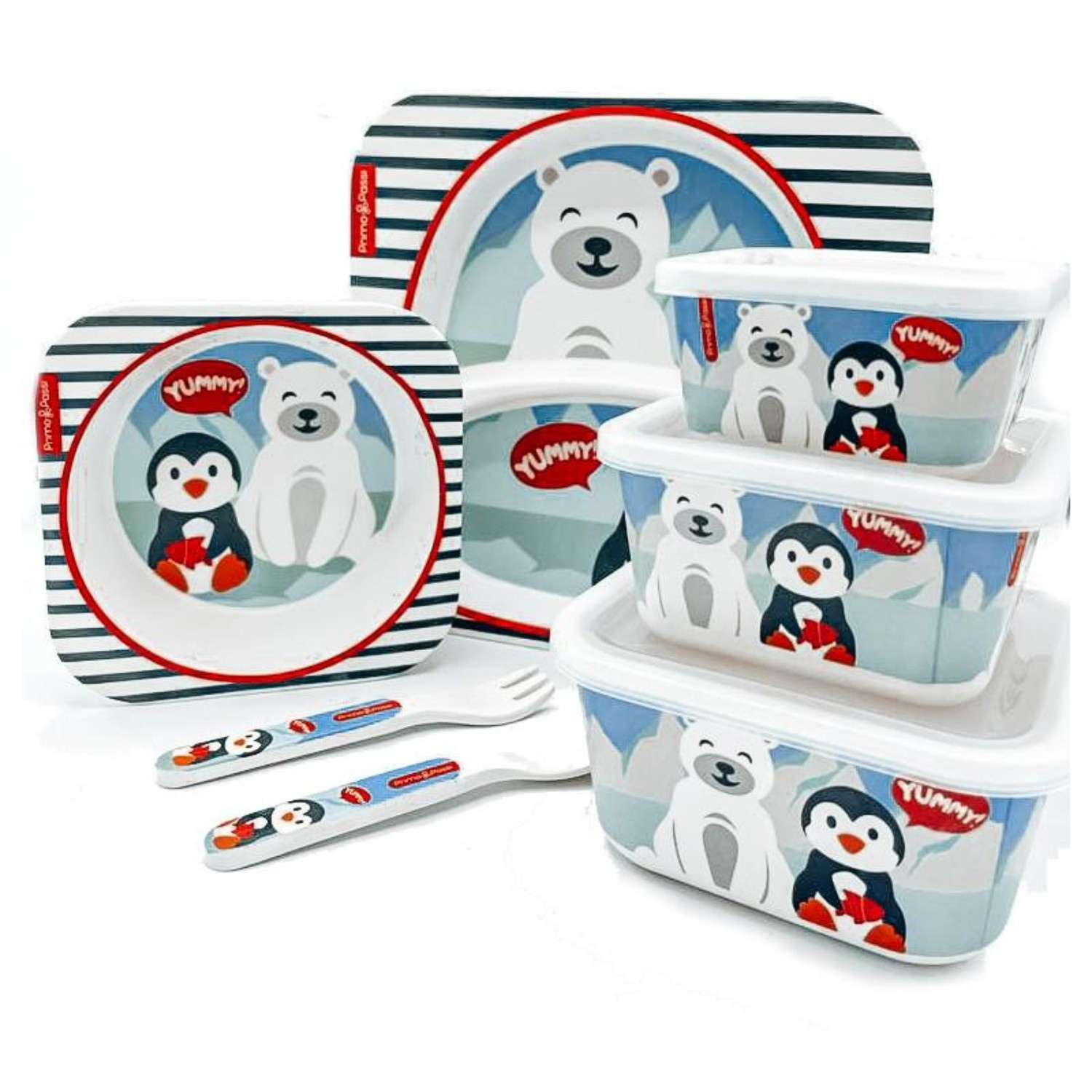 Bamboo Fiber Kids 7-Piece Feeding Set – Winter Friends | Primo Passi