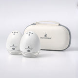 Double Electric Hands-Free Breast Pump with a case on a white background