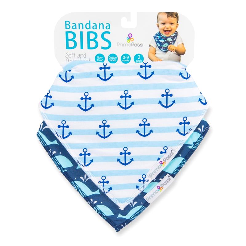Primo Passi - Bandana Bib Boy Blue (Anchor/Whale)