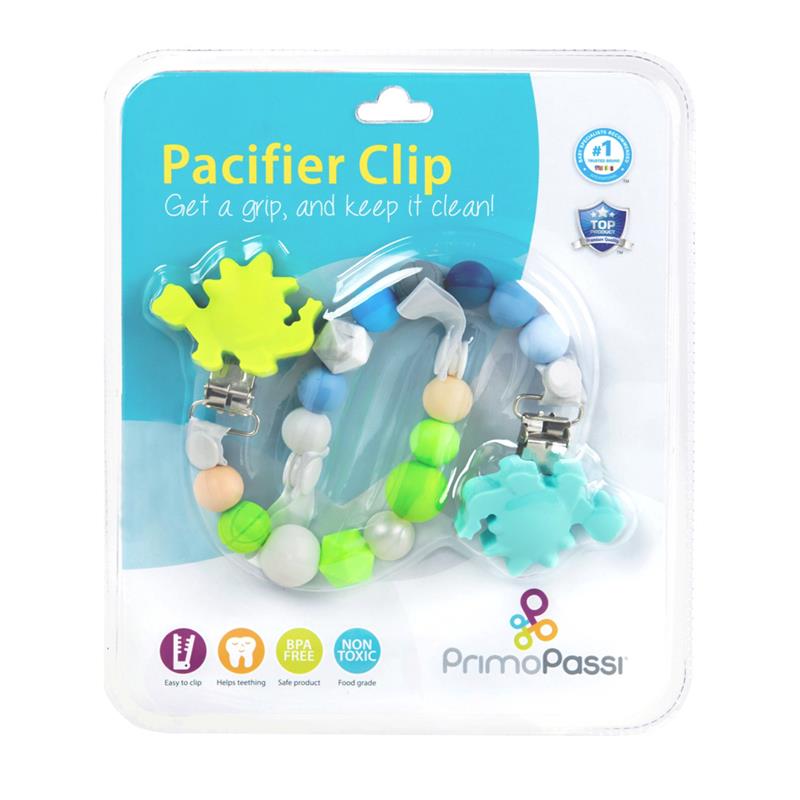 Primo Passi - Silicone Pacifier Clip - Blue and Green, 2PK