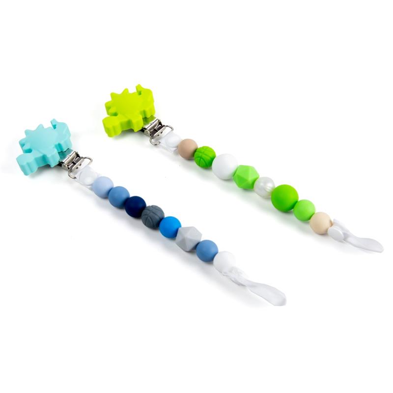 Primo Passi - Silicone Pacifier Clip - Blue and Green, 2PK