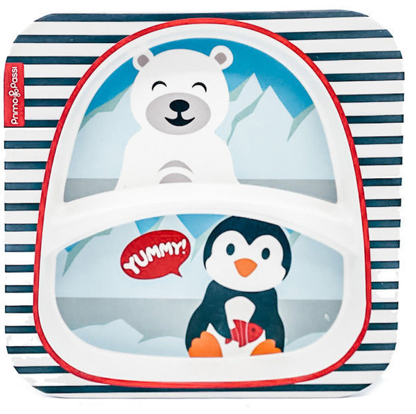 Primo Passi - Bamboo Fiber Kids - Divided Square Plate - Winter Friends