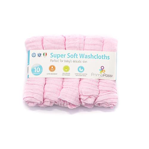 Primo Passi - Muslin Washcloths, 10Pk, Light Pink