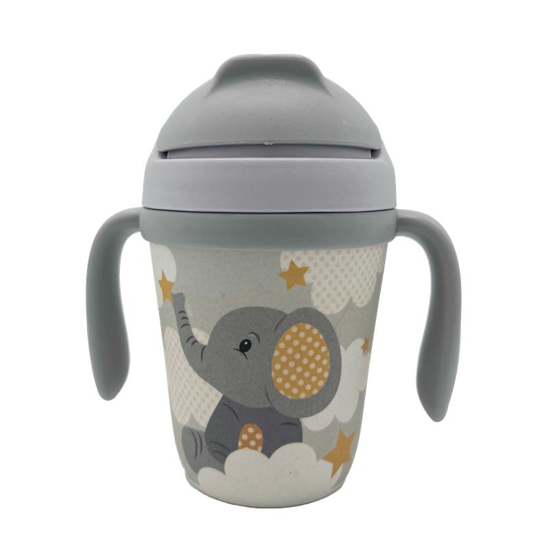 Primo Passi - Bamboo Fiber Kids Cup With Handle/Straw - Little Elephant