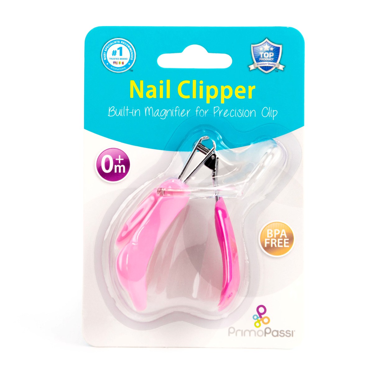 Primo Passi - Nail Clipper, With Magnifier, Pink