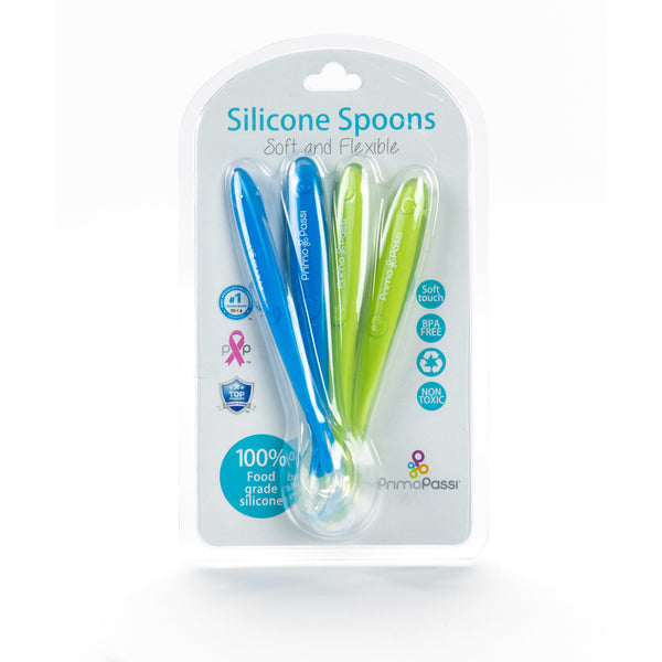 Primo Passi - Silicone Spoon 4-Pack (Blue/Green)