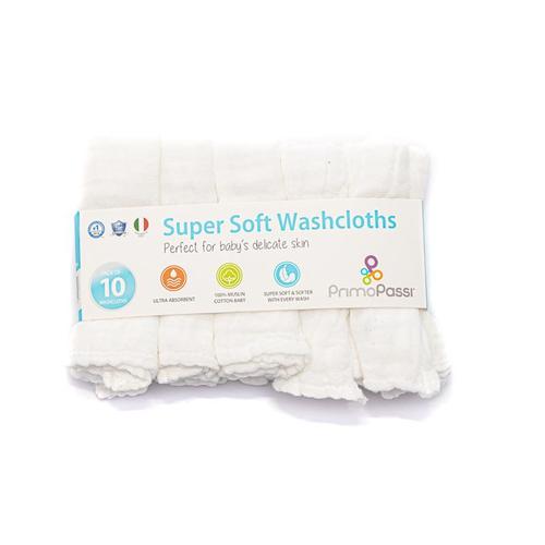 Primo Passi - Muslin Washcloths, 10Pk, White