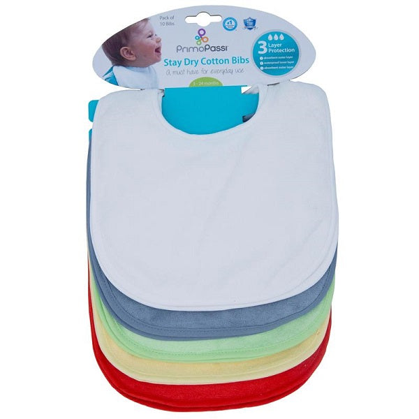 Primo Passi - Stay Dry Cotton Bib, 10Pk, Neutral